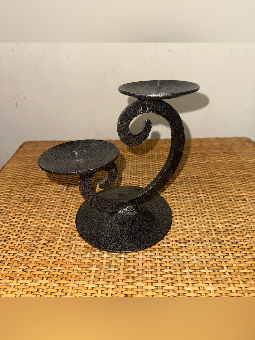 VTG Two Tier Scrollwork Cast Iron Candle Holder Handmade Made In South Africa